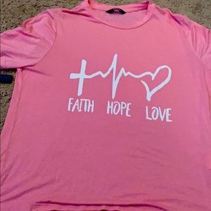 a faith. hope. love. light pink short sleeve